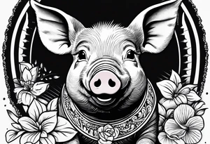 cute piglet with text 'friends not food' tattoo idea