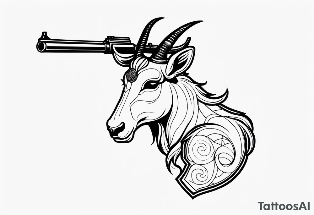 capricorn with sunglasses holding a shotgun tattoo idea