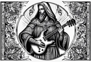 Armor of God with guitar tattoo idea