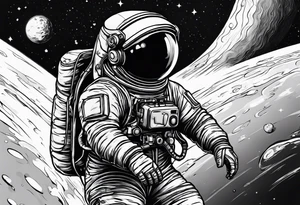 Astronaut floating in space without a helmet tattoo idea