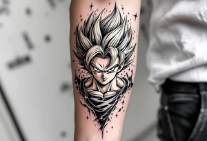 legendary dragonball z with energy aura and power effects tattoo idea