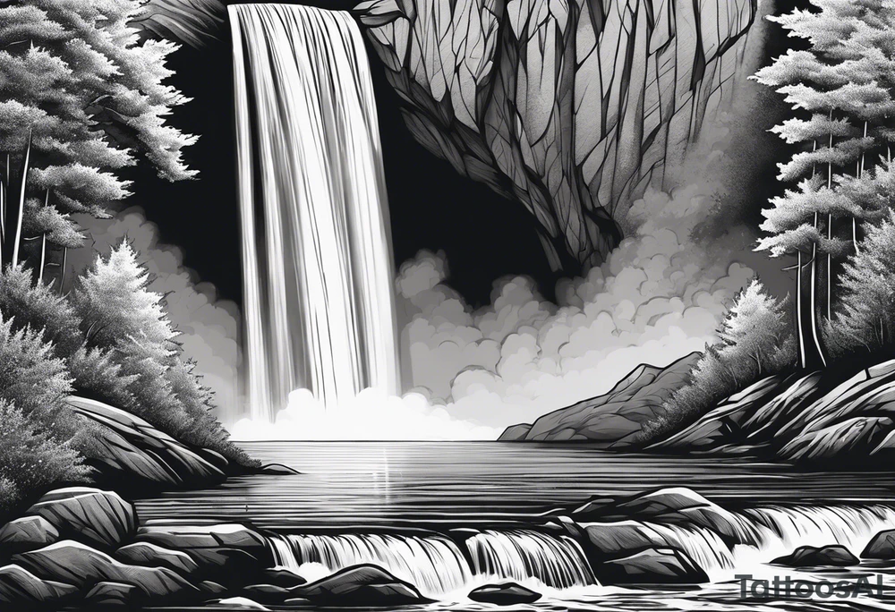 A giant from the Canadian folklore the sleeping giant sleeping under a waterfall tattoo idea