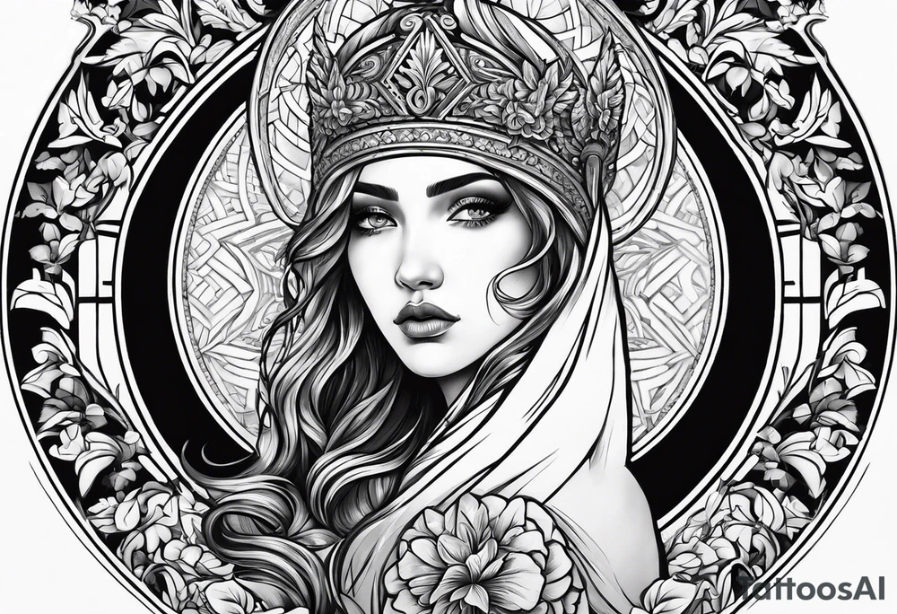Old Russian prison style Virgo tattoo idea