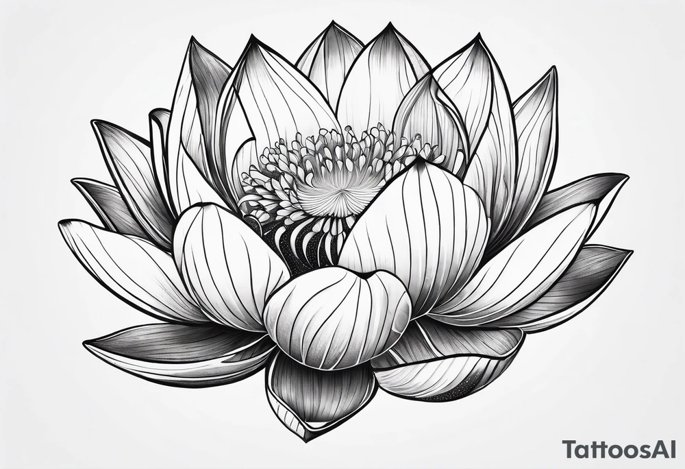 a masculine line drawing of a lotus flower tattoo idea
