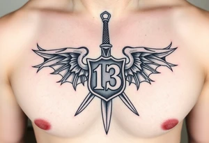 The Number 13, The Toledo Mudhens Baseball Team, And Demonic And Midevel dagger Featurs Made Into A Big Family Crest from Ireland tattoo idea