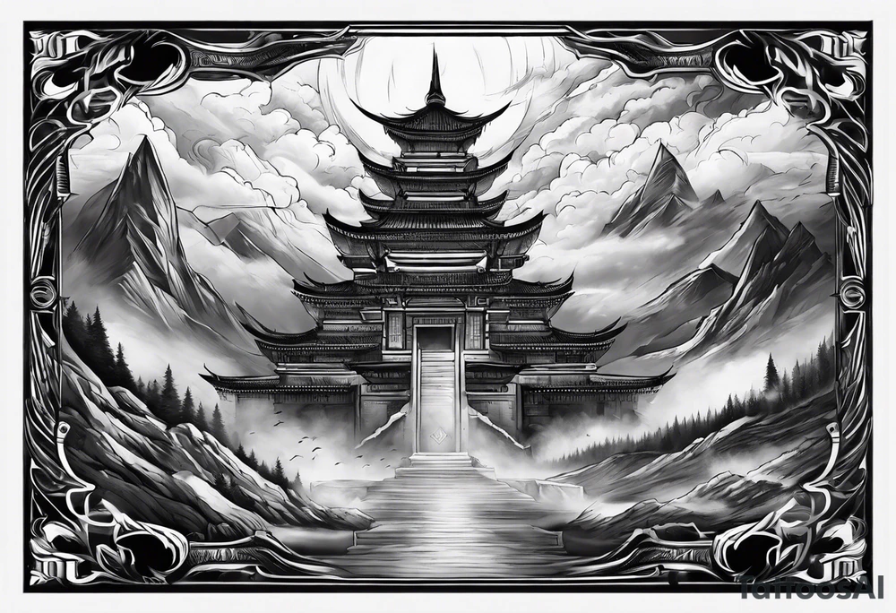 Valhalla mist fog lightning tattoo idea