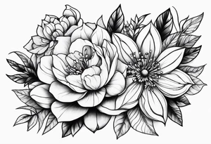 Neotraditional flowers tattoo idea