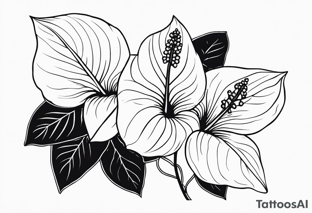 Bouquet avec anthurium et chèvrefeuille tattoo idea