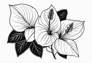 Bouquet avec anthurium et chèvrefeuille tattoo idea