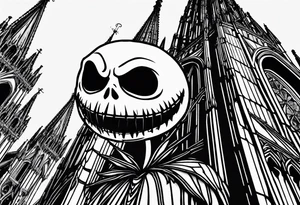 jack skellington on the spire of the Milan cathedral tattoo idea