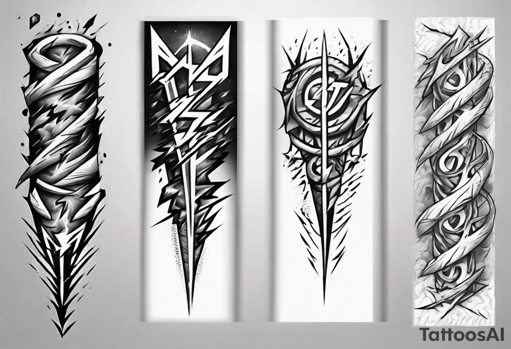 forearm sleeve thunder pattern tattoo idea