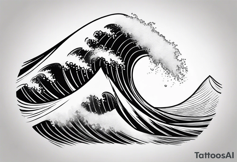 Surfing wave tattoo idea
