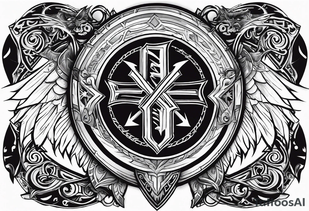 Valhalla sword shield lightning tattoo idea