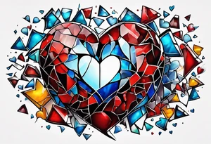 Glass Heart Shattered Puzzle Pieces tattoo idea
