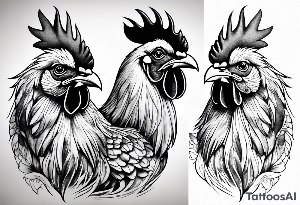 Aggressive Rooster tattoo idea