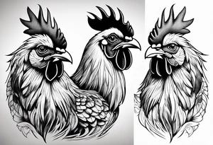 Aggressive Rooster tattoo idea