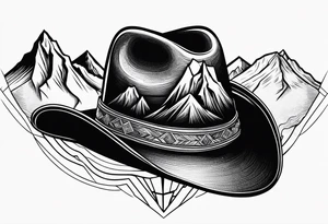 cowboy hat with mountains in it tattoo idea