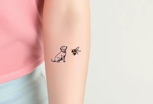 brown lab sniffing or chasing a bumble bee tattoo idea