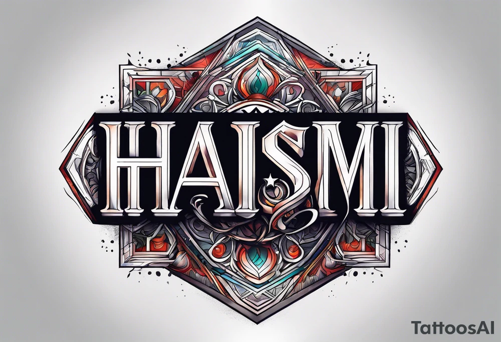 arm tattoo that say RIP HASIM tattoo idea