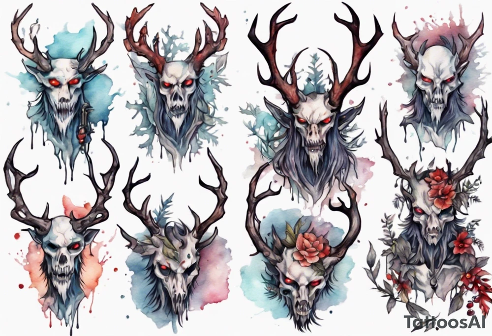 a humanoid 
wendigo tattoo idea
