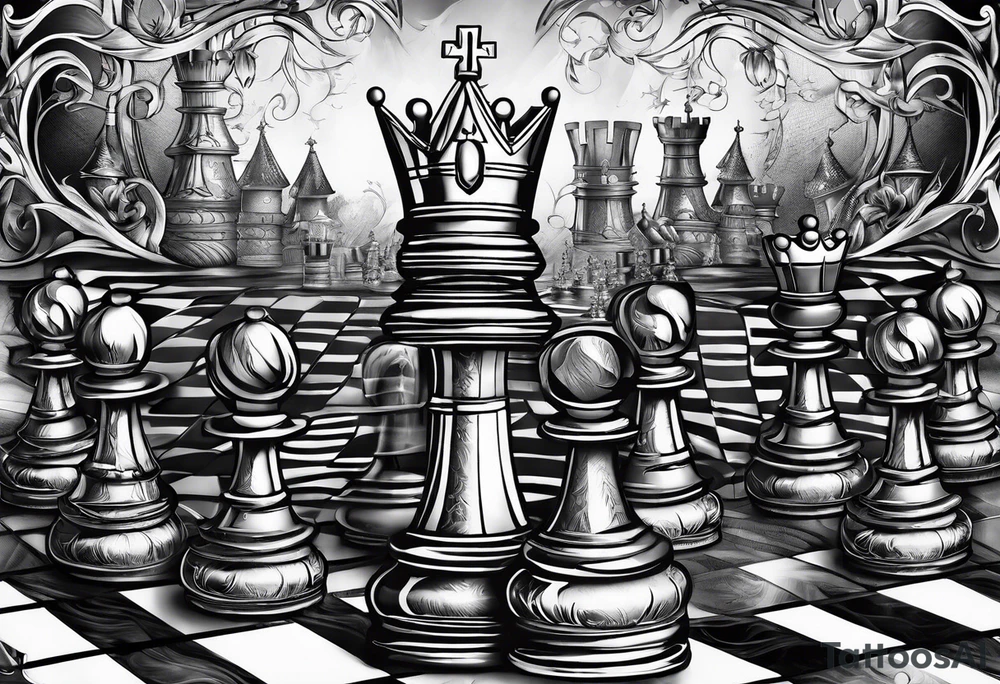 CHESS BOARD WITH KNIGHTS tattoo idea