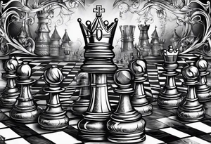 CHESS BOARD WITH KNIGHTS tattoo idea