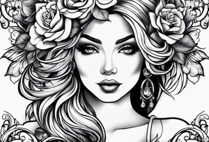 Woman face, traditional tattoo style tattoo idea
