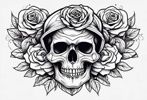 skull and roses and bold tattoo idea
