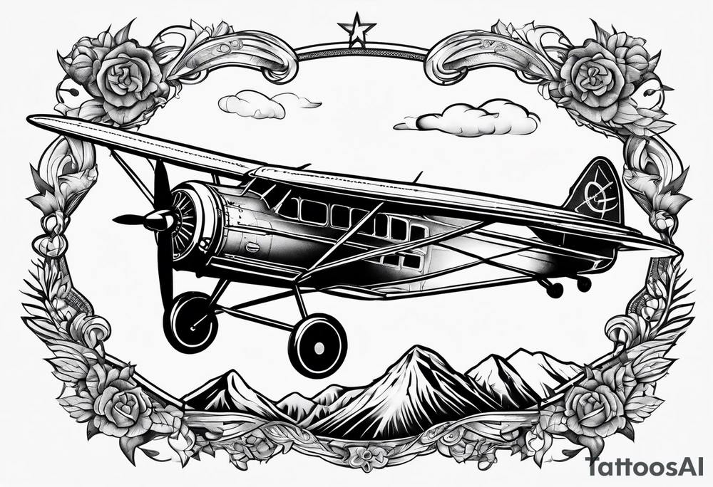 compass airplane tattoo idea