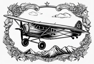 compass airplane tattoo idea
