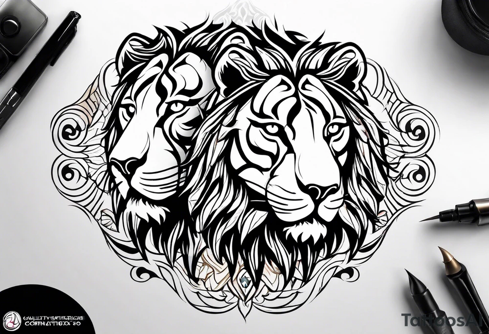 Powerful Leo couple tattoo idea