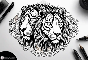 Powerful Leo couple tattoo idea