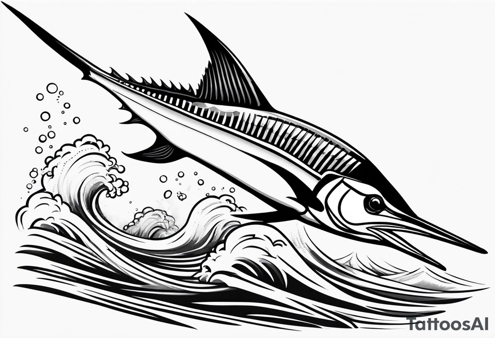 Sailfish, jumping out of the water on shoulder tattoo idea