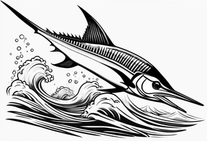 Sailfish, jumping out of the water on shoulder tattoo idea