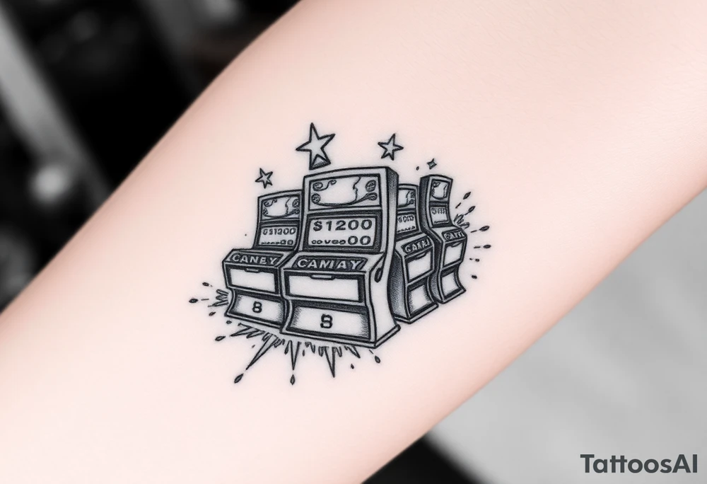 Casino, money, slot machines Las Vegas tattoo idea