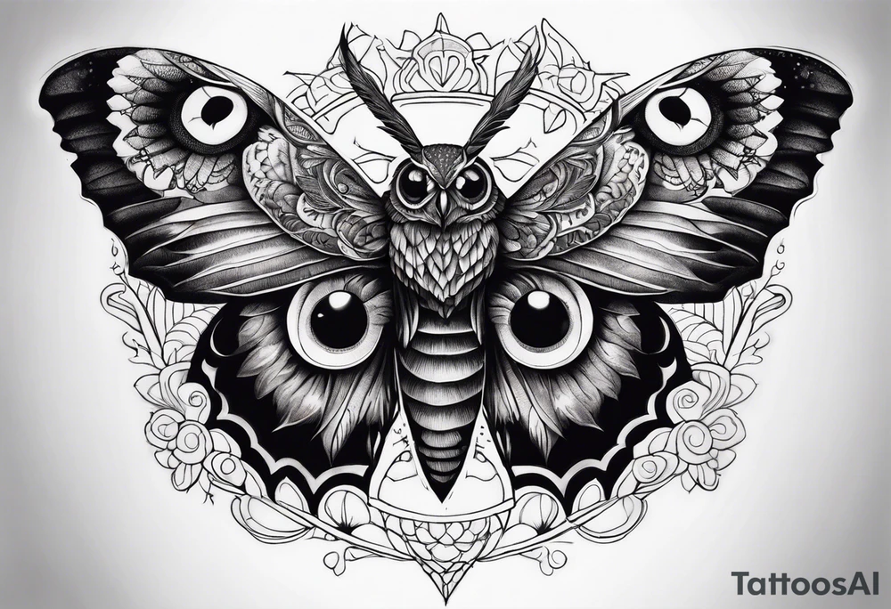 Dead head moth with owl eyes tattoo idea