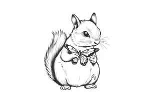 A Squirrel with a butterfly in hands tattoo idea