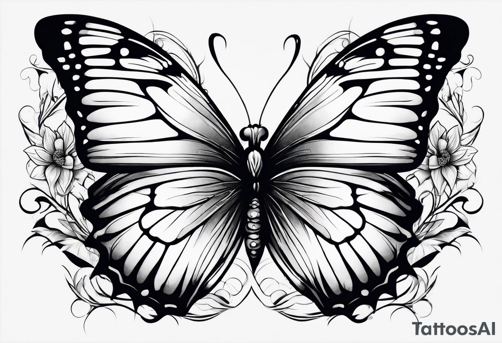 Butterfly with thorns tattoo idea