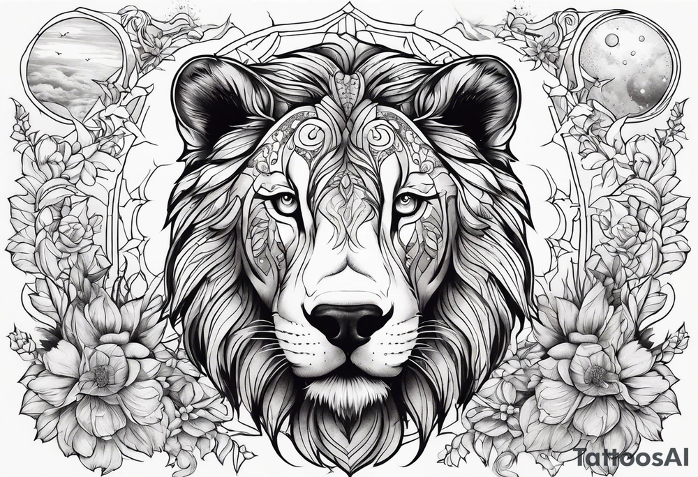 Animal cute , celestial, cross, tattoo idea