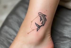 This Pisces tattoo features the constellation in shimmering gold ink, blending cosmic beauty with astrological meaning. tattoo idea