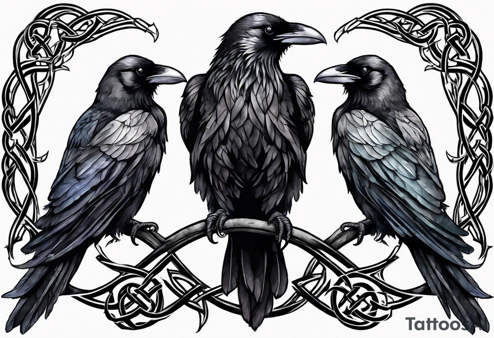3 ravens made of Celtic knots tattoo idea