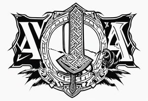 Valhalla fire sword shield axe Valknut lightning tattoo idea