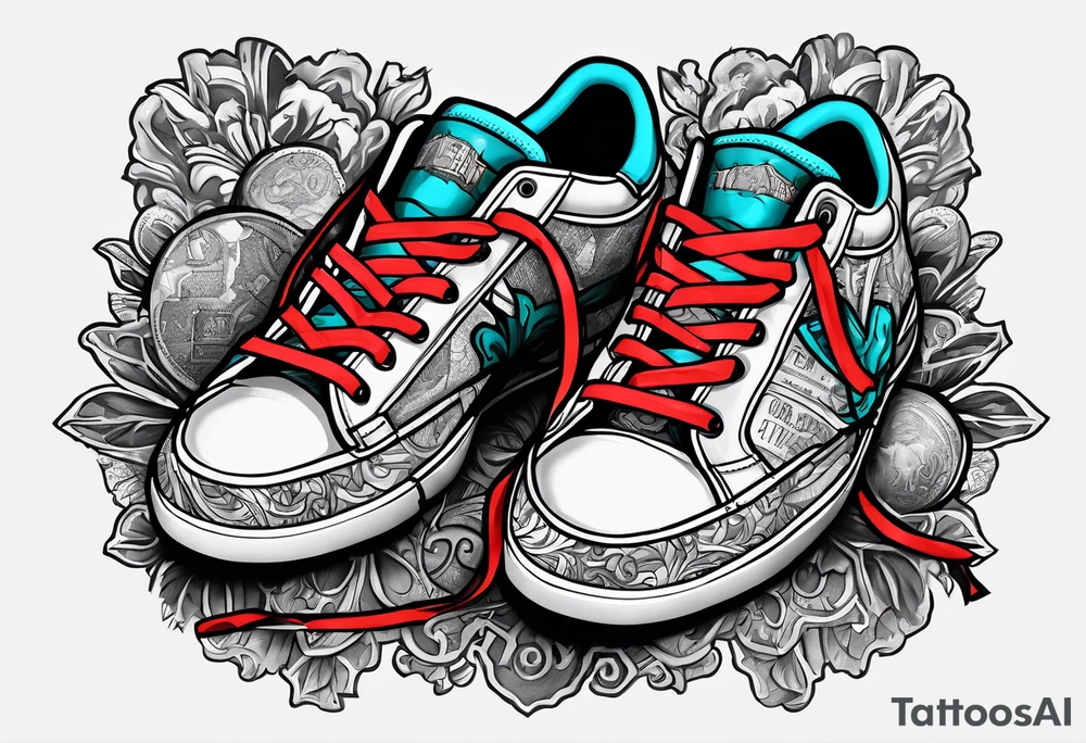 detroit , sneakers , money tattoo idea