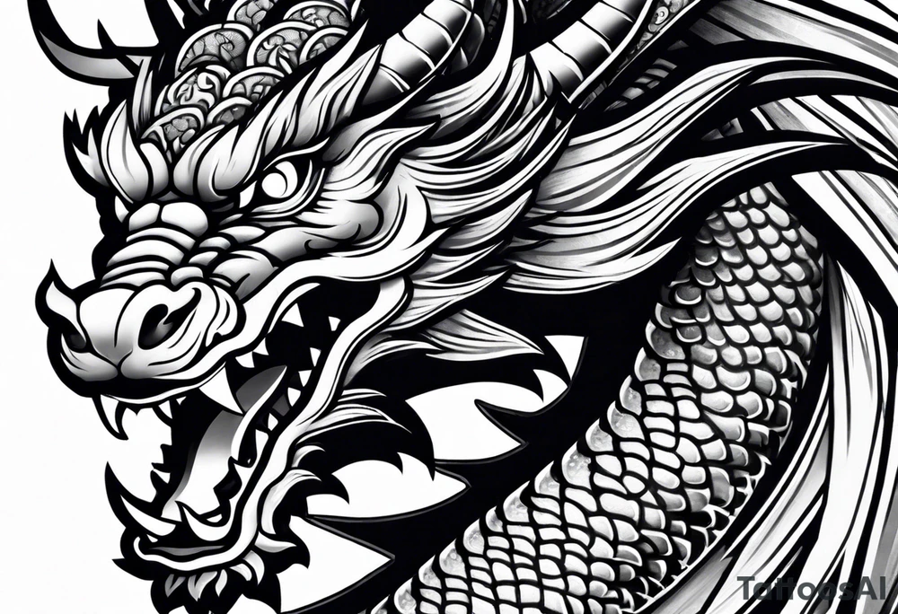 Brushstroke oriental dragon for a inner forearm tattoo idea