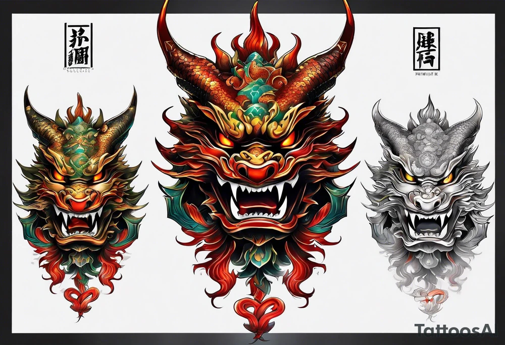 firedragon mask tattoo idea