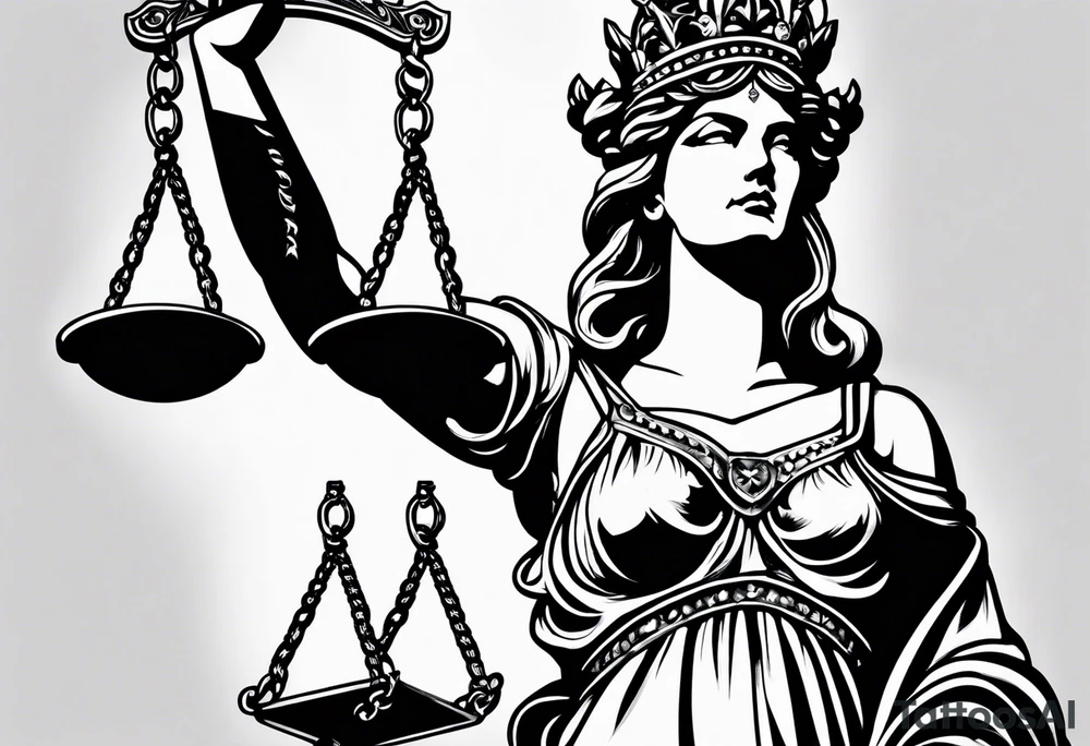 lady justice A5 size tattoo idea
