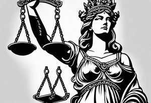 lady justice A5 size tattoo idea