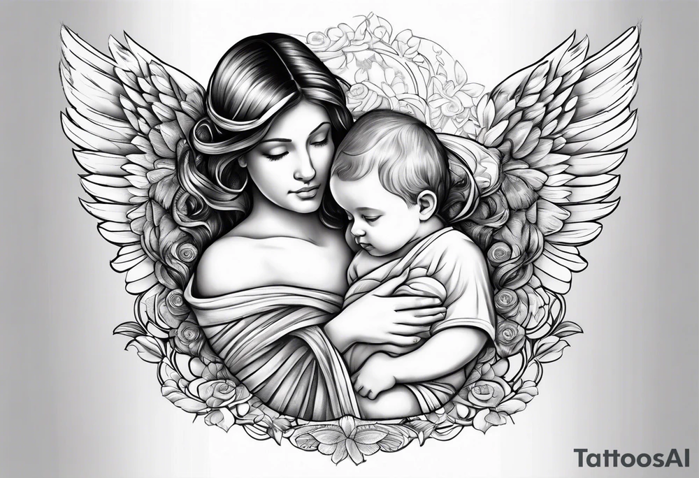 Angel holding a baby tattoo idea
