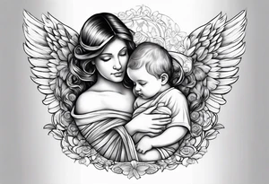 Angel holding a baby tattoo idea