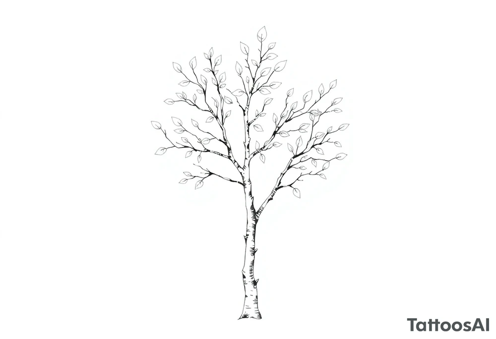 birch tree with light coloured leaves tattoo idea